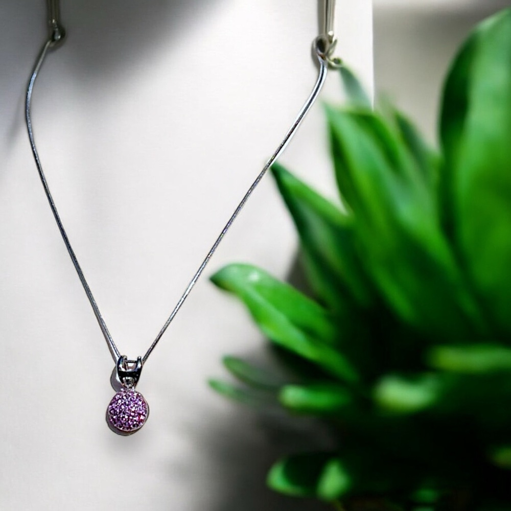 Pink Crystal Encrusted Ball Necklace - Picture 11 of 15